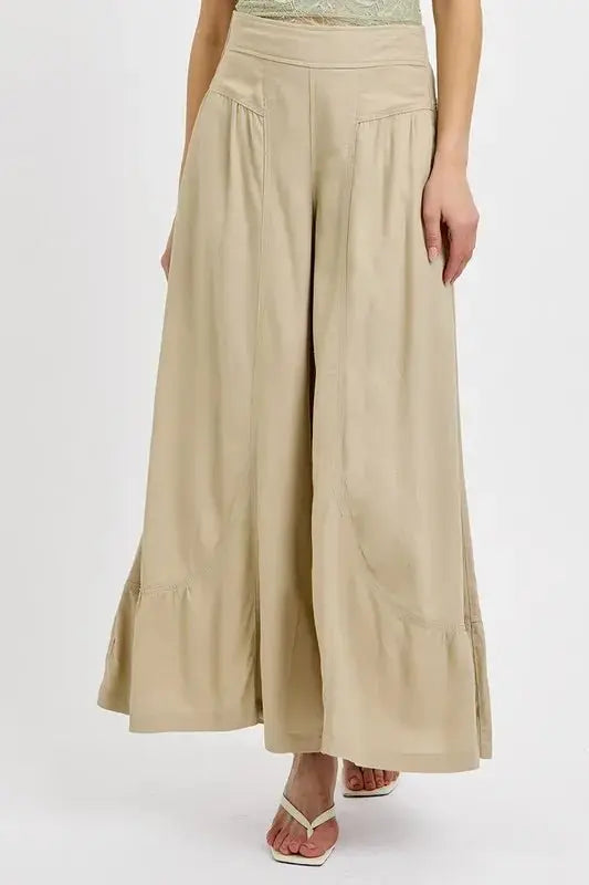 RISEN Shirring Detail Wide Leg Pants for Effortless Style - Love Salve
